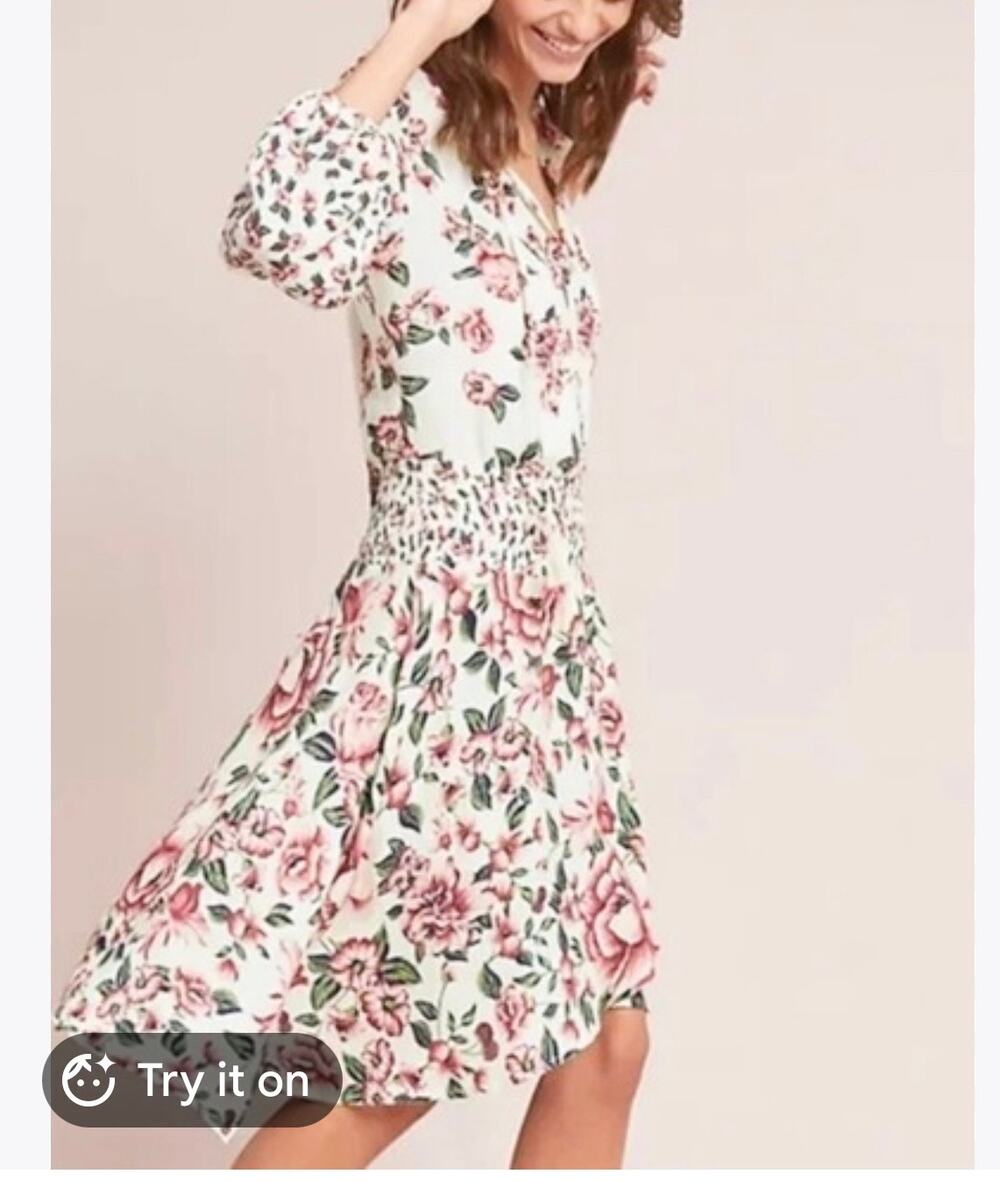 Anthropologie Farm Rio Anabela Floral Smocked Dress XXS Cottagecore